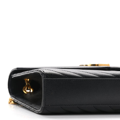Saint Laurent Grain De Poudre Matelasse Chevron Medium Monogram Satchel Black 8 of 11