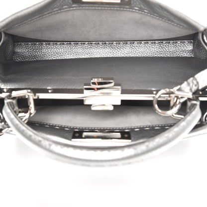 Fendi Cuoio Romano Lux Selleria Medium Peekaboo Iconic Satchel Argento 6 of 8