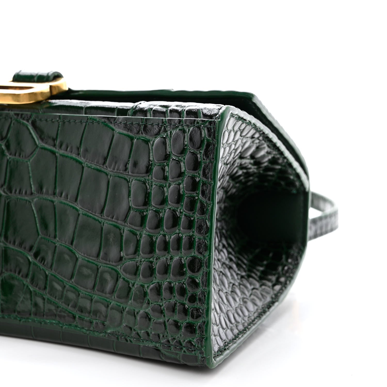 Balenciaga Shiny Calfskin Crocodile Embossed Small Hourglass Top Handle Bag Forest Green 11 of 11