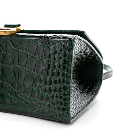 Balenciaga Shiny Calfskin Crocodile Embossed Small Hourglass Top Handle Bag Forest Green 11 of 11
