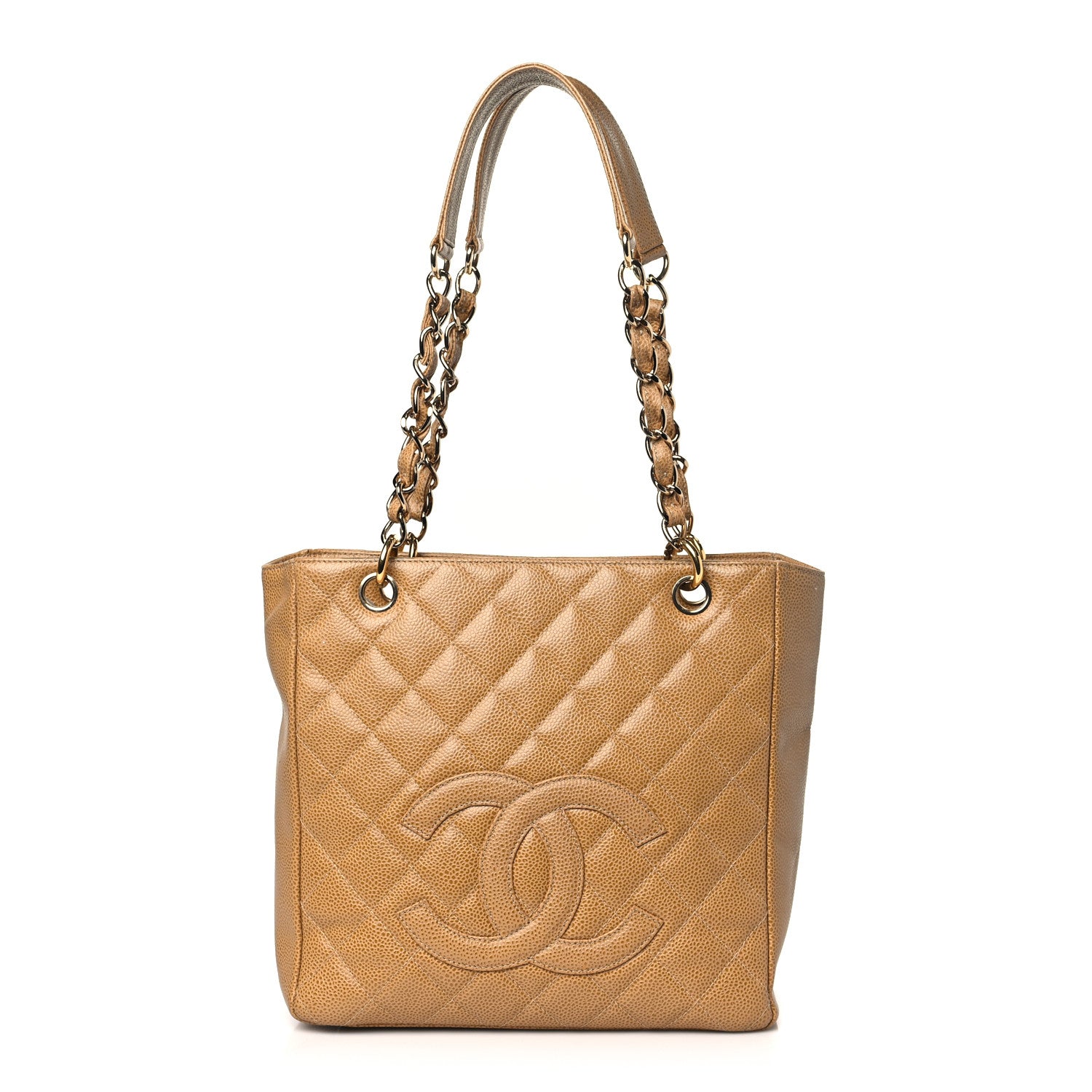 Chanel Caviar Quilted Petit Shopping Tote PST Dark Beige 1 of 14
