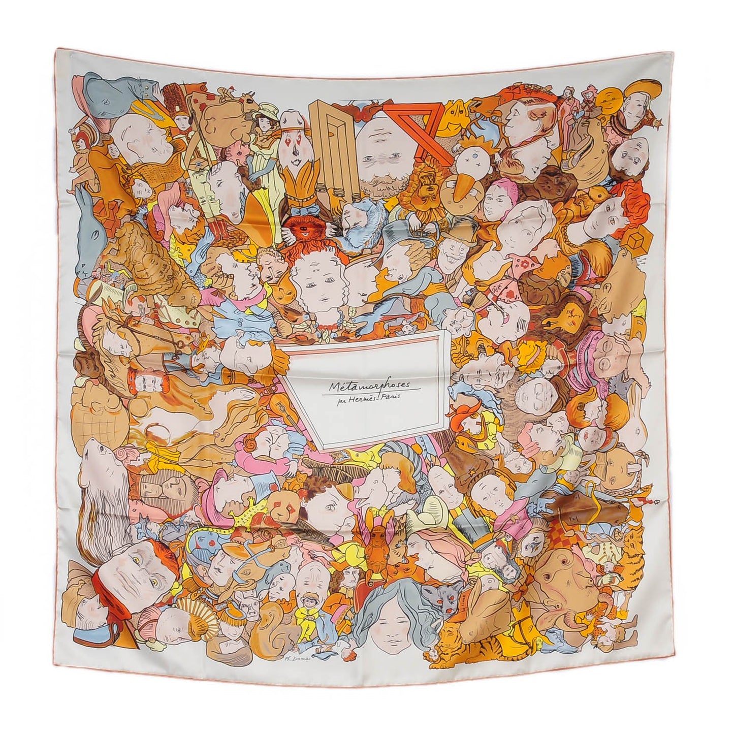 Silk Metamorphoses Par Paris Scarf 90 Cendre Brun Jaune