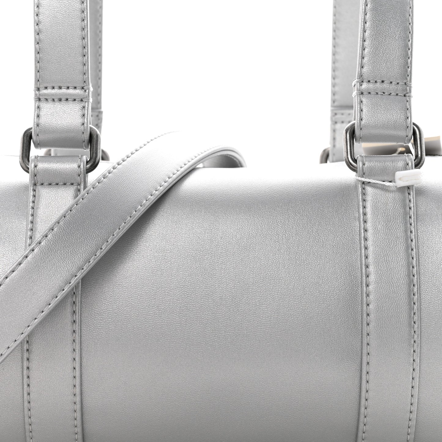 Vegan Leather Medium Duffle Silver