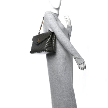 Saint Laurent Calfskin Y Quilted Monogram Medium Loulou Chain Satchel Pebble 3 of 12