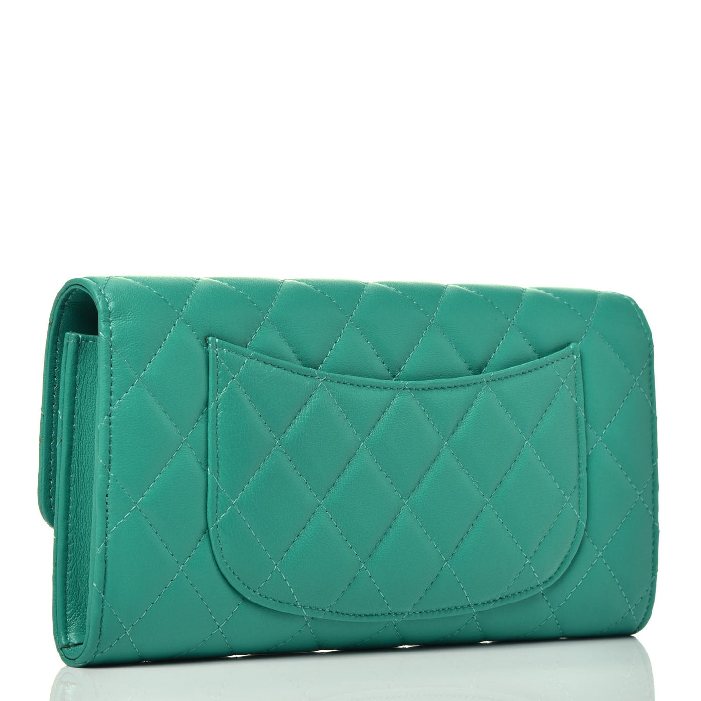 Lambskin Quilted Travel Wallet Green