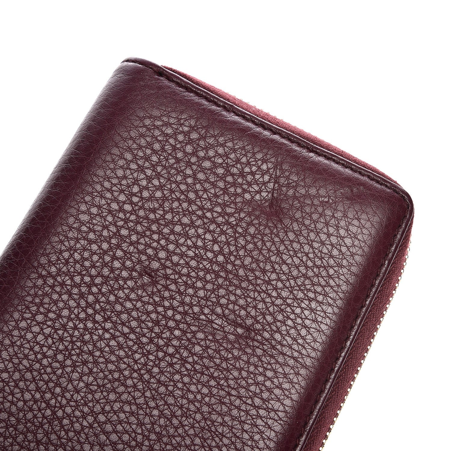 Gucci Pebbled Calfskin Bamboo Tassel Zip Around Wallet Burgundy 8 of 8