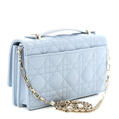 Christian Dior Lambskin Cannage Mini My Dior Top Handle Clutch Cloud Blue 3 of 11