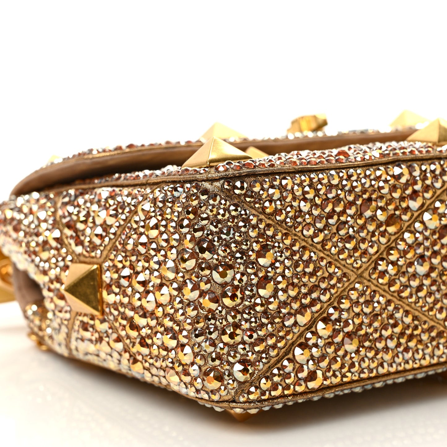 Crystal Suede Medium Roman Stud Shoulder Bag Antique Brass