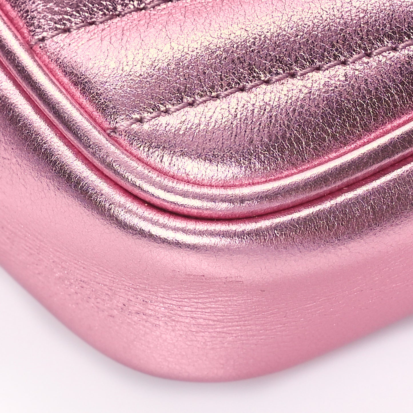 Metallic Calfskin Matelasse Chevron Monogram Baby Lou Camera Bag New Azalea
