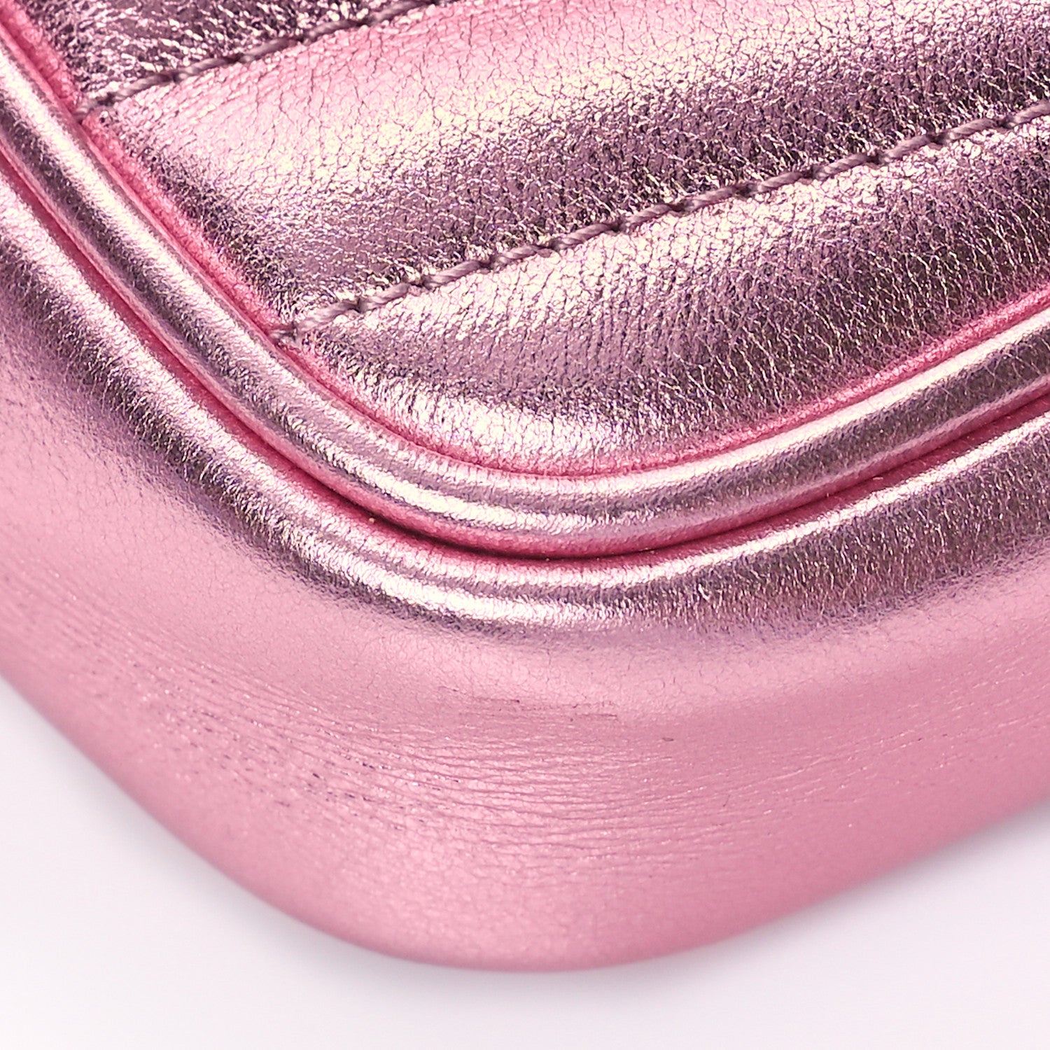 Saint Laurent Metallic Calfskin Matelasse Chevron Monogram Baby Lou Camera Bag New Azalea 7 of 8