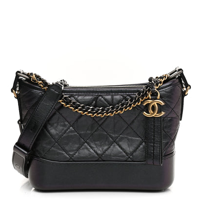 Chanel Iridescent Aged Calfskin Quilted Small Gabrielle Hobo Black 1 of 21