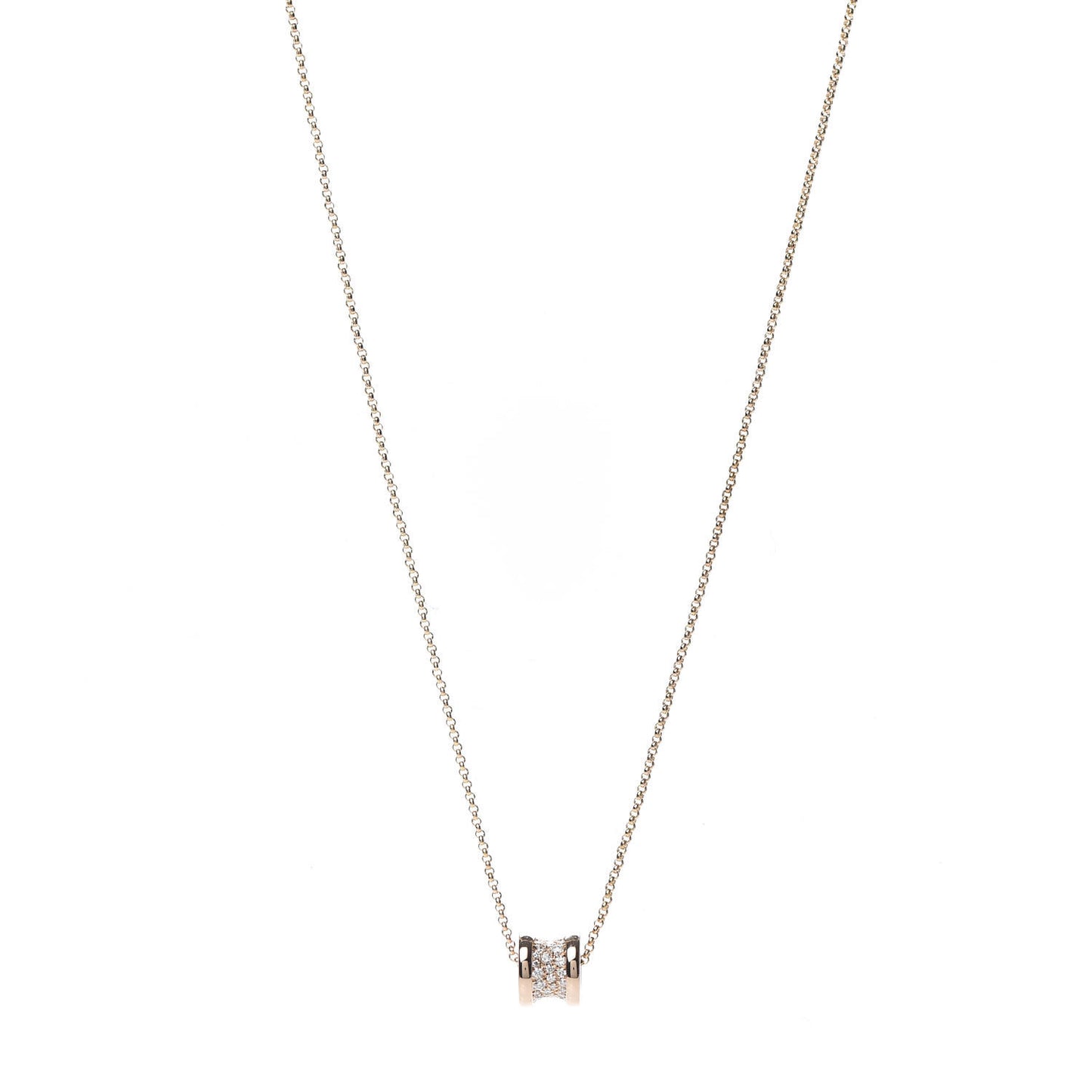 18K Rose Gold Diamond Small B.Zero1 Pave Pendant Necklace