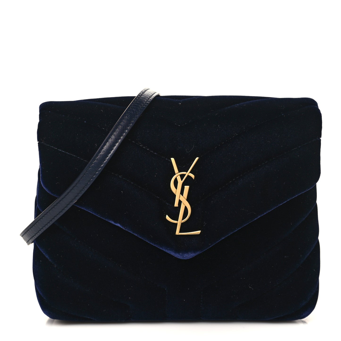 Velvet Y Quilted Monogram Toy Loulou Crossbody Bag Deep Marine