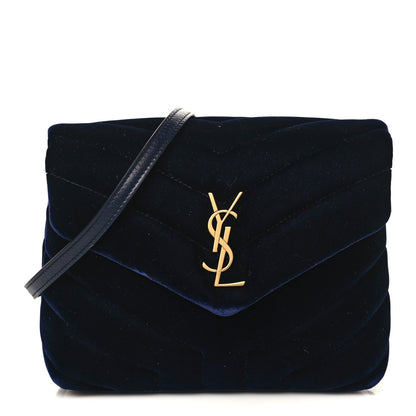 Saint Laurent Velvet Y Quilted Monogram Toy Loulou Crossbody Bag Deep Marine 1 of 10