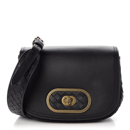 Bottega Veneta Nappa Intrecciato BV Luna Shoulder Bag Black 1 of 7