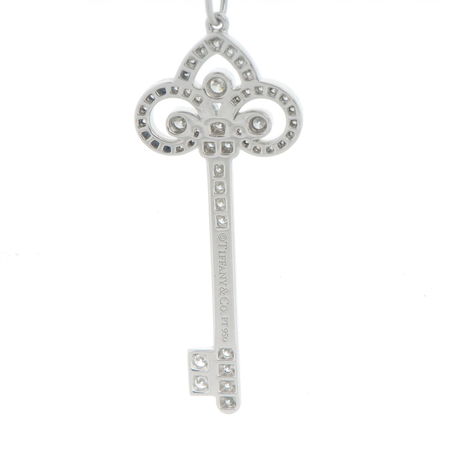 Platinum Diamond .90ct Fleur De Lis Key Pendant Necklace