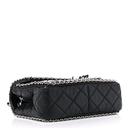 Chanel Crumpled Calfskin Medium Chain All Over Flap Black 4 of 9