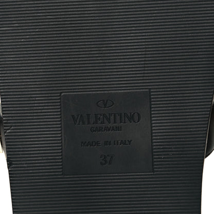 Valentino Garavani Calfskin Rockstud Flat Slide Sandals 37 Black 6 of 8