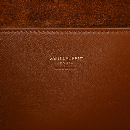 Saint Laurent Calfskin Crocodile Embossed Calfskin Medium Reversible Monogram Kate Satchel Black 6 of 11