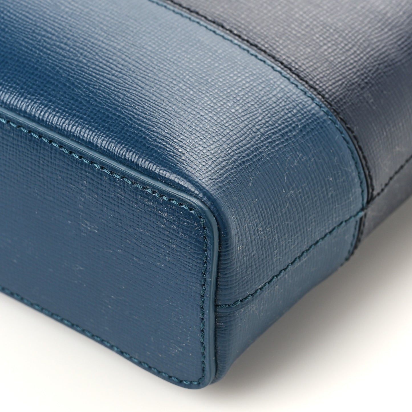 Textured Calfskin Barrow Briefcase Black Blue