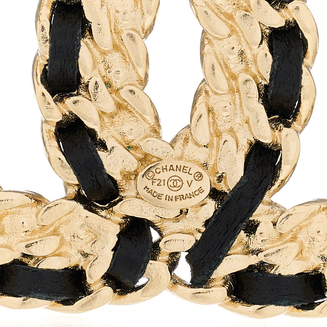 Chanel Lambskin Crystal Vintage Allure CC Chain Brooch Black Gold 3 of 3