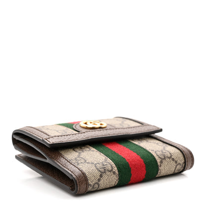 Gucci GG Supreme Monogram Web Ophidia French Flap Wallet Beige New Beige New Acero 4 of 9
