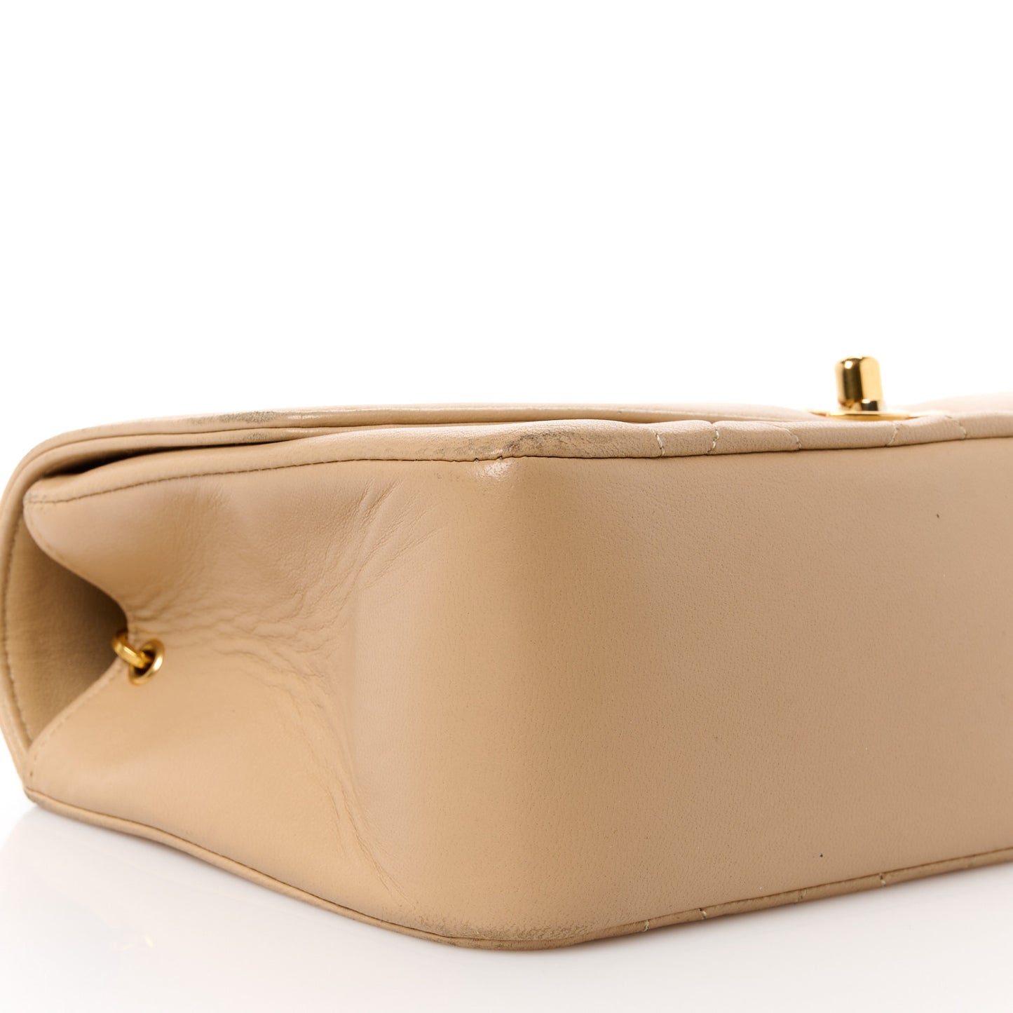 Lambskin Quilted Small Single Flap Beige