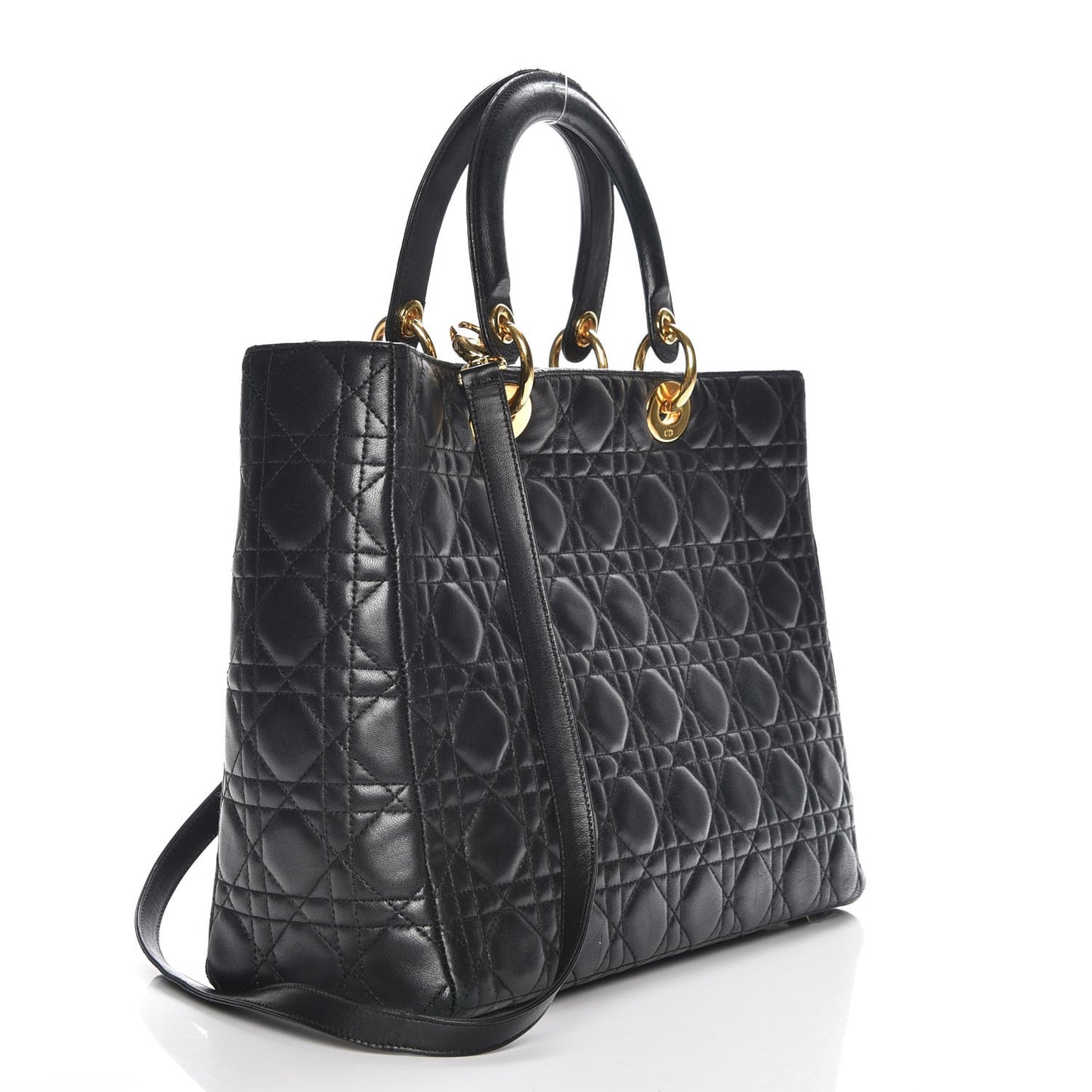Lambskin Cannage Large Lady Dior Black