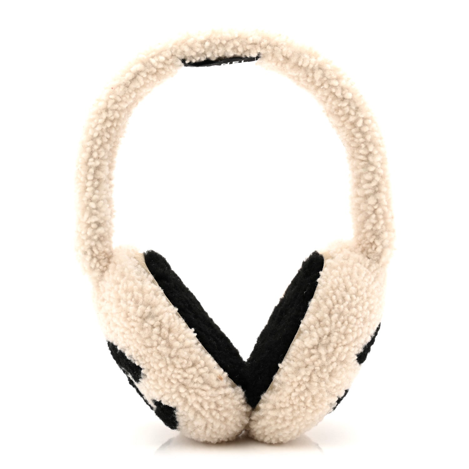 Chanel Shearling CC Ear Muffs White Black 1 of 5
