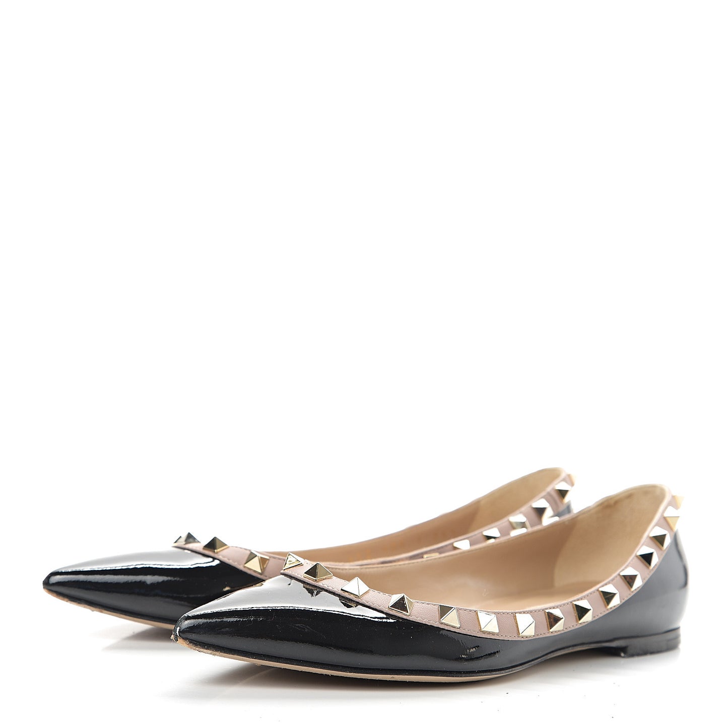 Patent Rockstud Ballerina Flats 35.5 Black Poudre