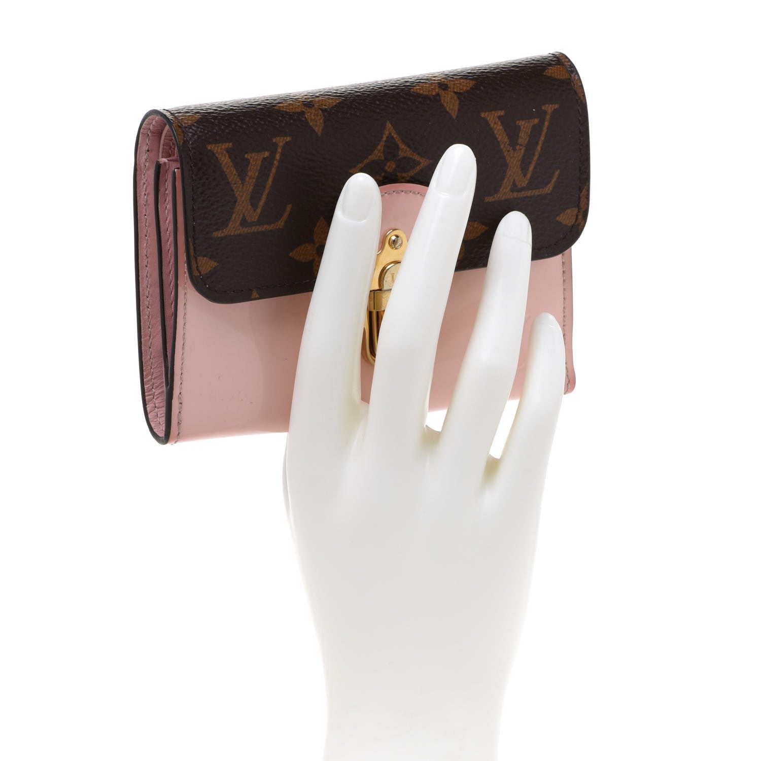 Louis Vuitton Patent Calfskin Monogram Cherrywood Compact Wallet Rose Ballerine 3 of 9