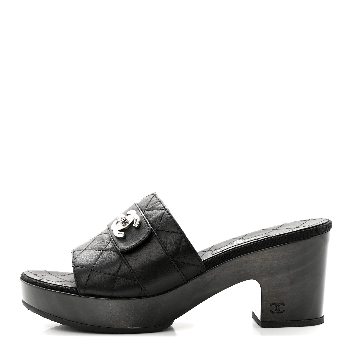 Chanel Lambskin Quilted CC Mules Sandals 39 Black 1 of 9