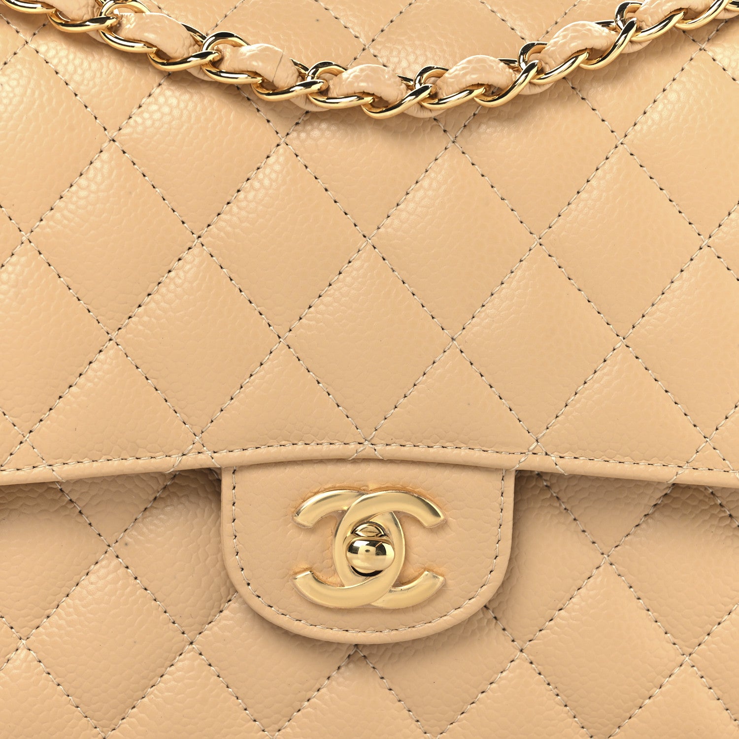 Chanel Caviar Quilted Medium Double Flap Beige 8 of 11