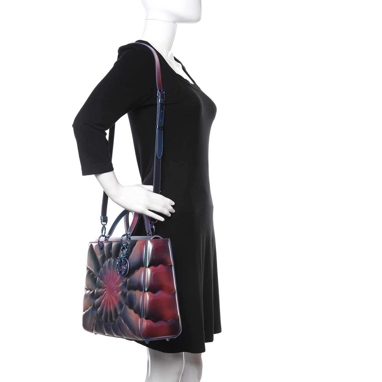 Christian Dior Metallic Iridescent Calfskin Large Judy Chicago Lady Art Multicolor 2 of 11