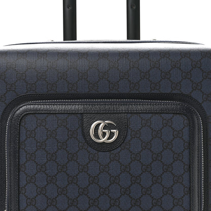 Gucci GG Supreme Monogram Textured Dollar Calfskin Web Ophidia Small Savoy Cabin Trolley Black Blue 7 of 12