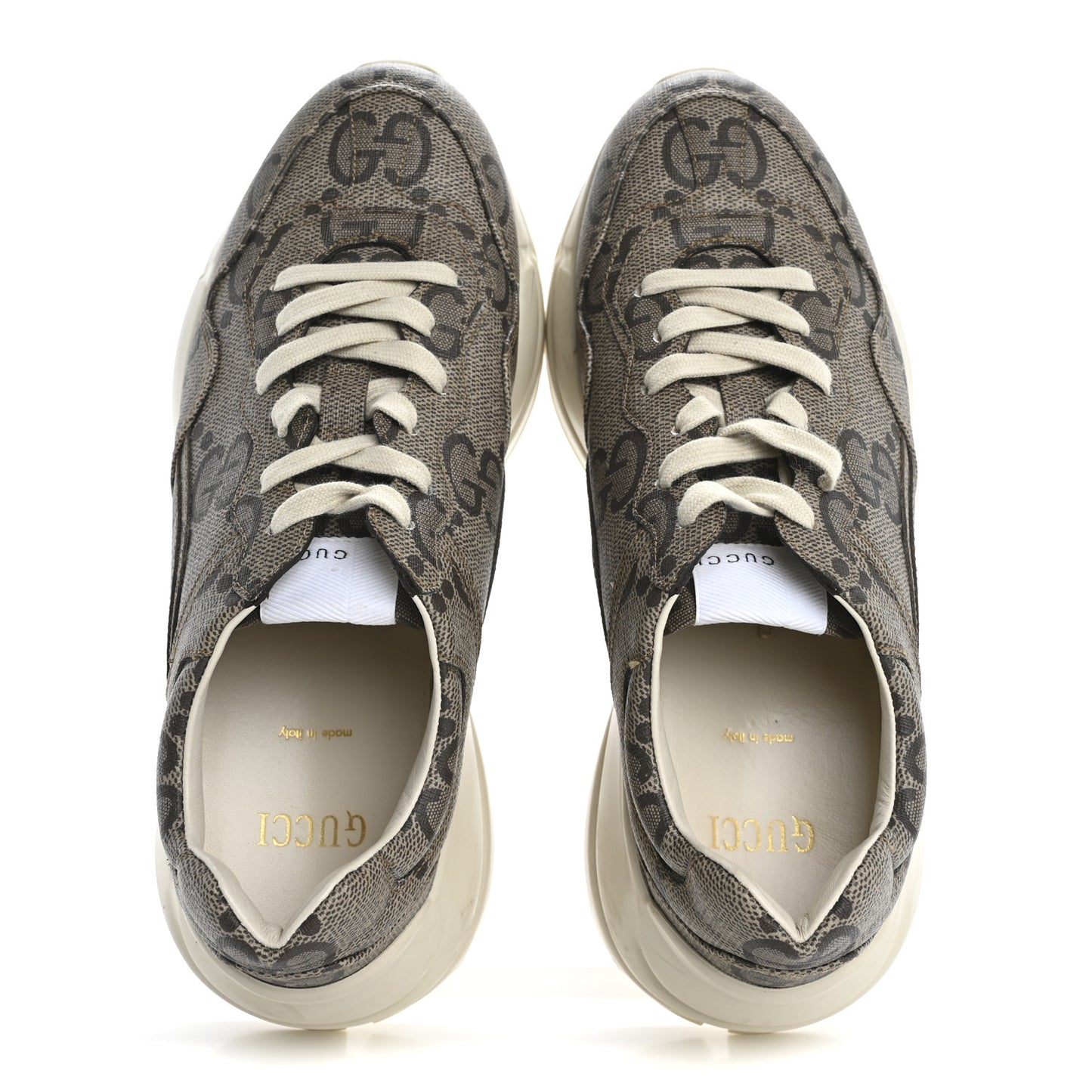 Maxi GG Supreme Monogram Gucci 100 Womens Rhyton Sneakers 40.5 Beige Ebony