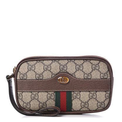 Gucci GG Supreme Monogram Ophidia Phone Case Wristlet Brown 1 of 8