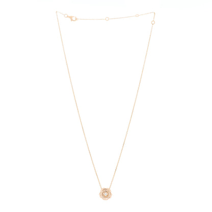 Chanel 18K Rose Gold Diamond Extrait de Camelia Pendant Necklace 2 of 5