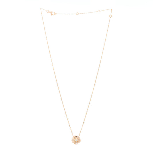 18K Rose Gold Diamond Extrait de Camelia Pendant Necklace