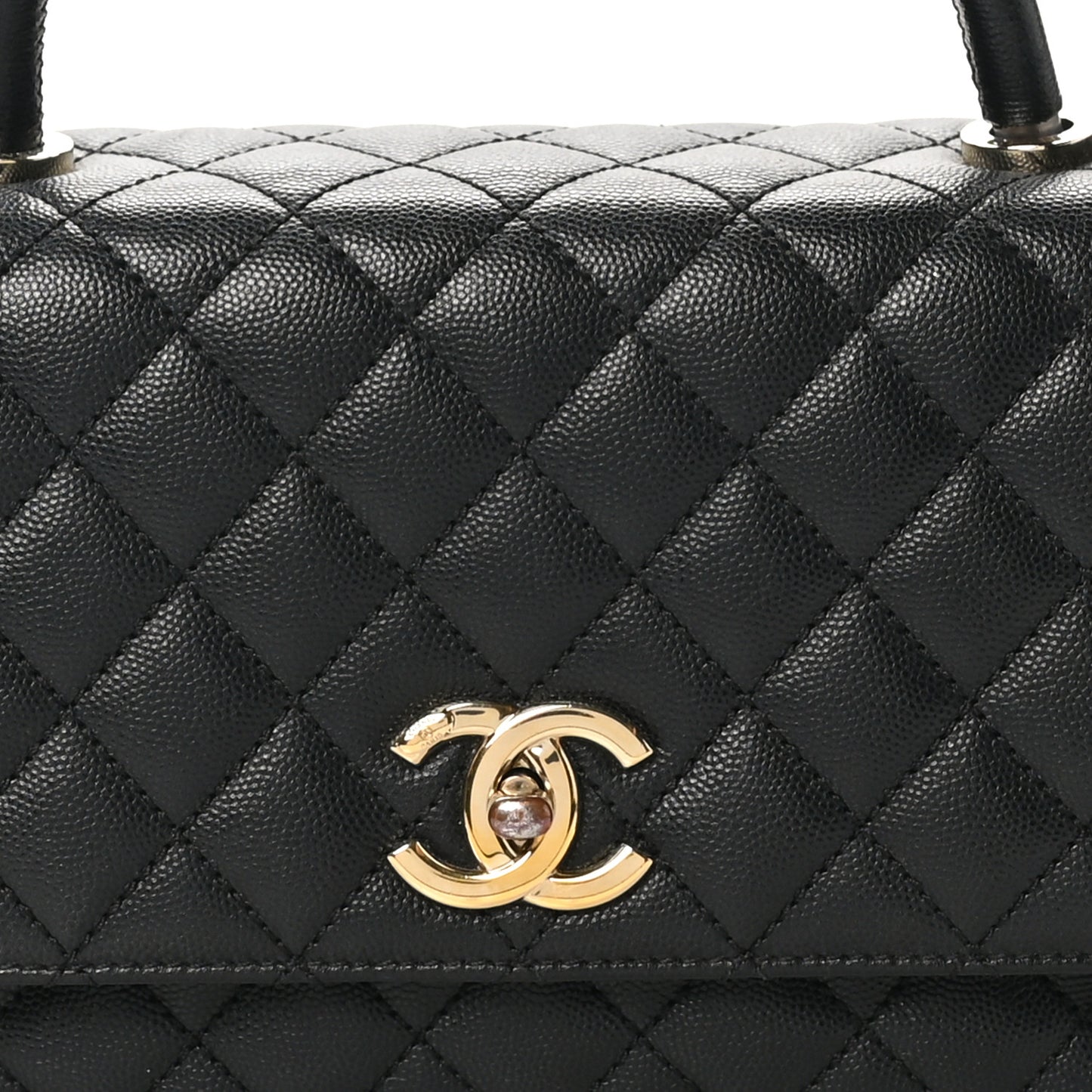 Caviar Quilted Small Coco Handle Flap Black