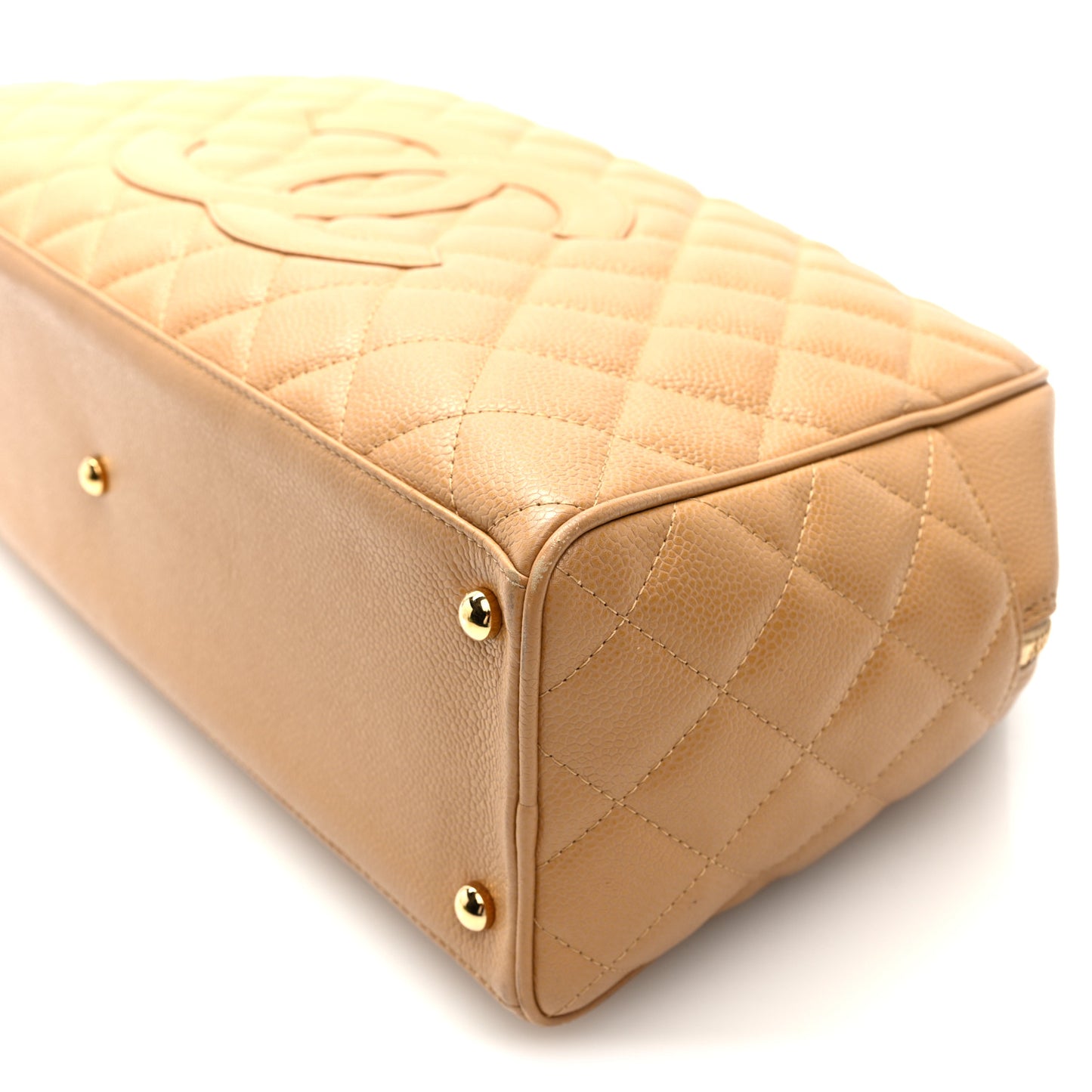 Caviar Quilted Large Bowler Bag Beige