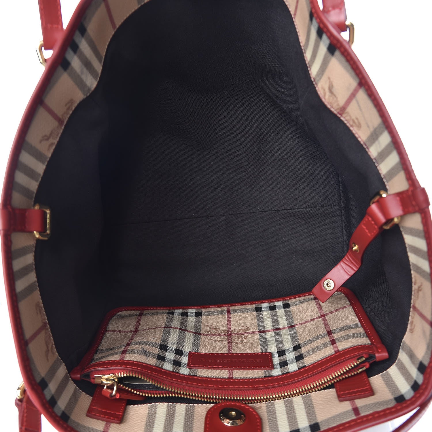 Burberry Haymarket Check Small Canterbury Tote Coral Red 7 of 12
