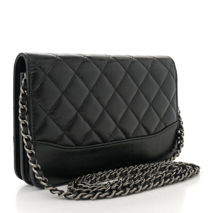 Chanel Aged Calfskin Quilted Gabrielle Wallet On Chain WOC Black 3 of 12