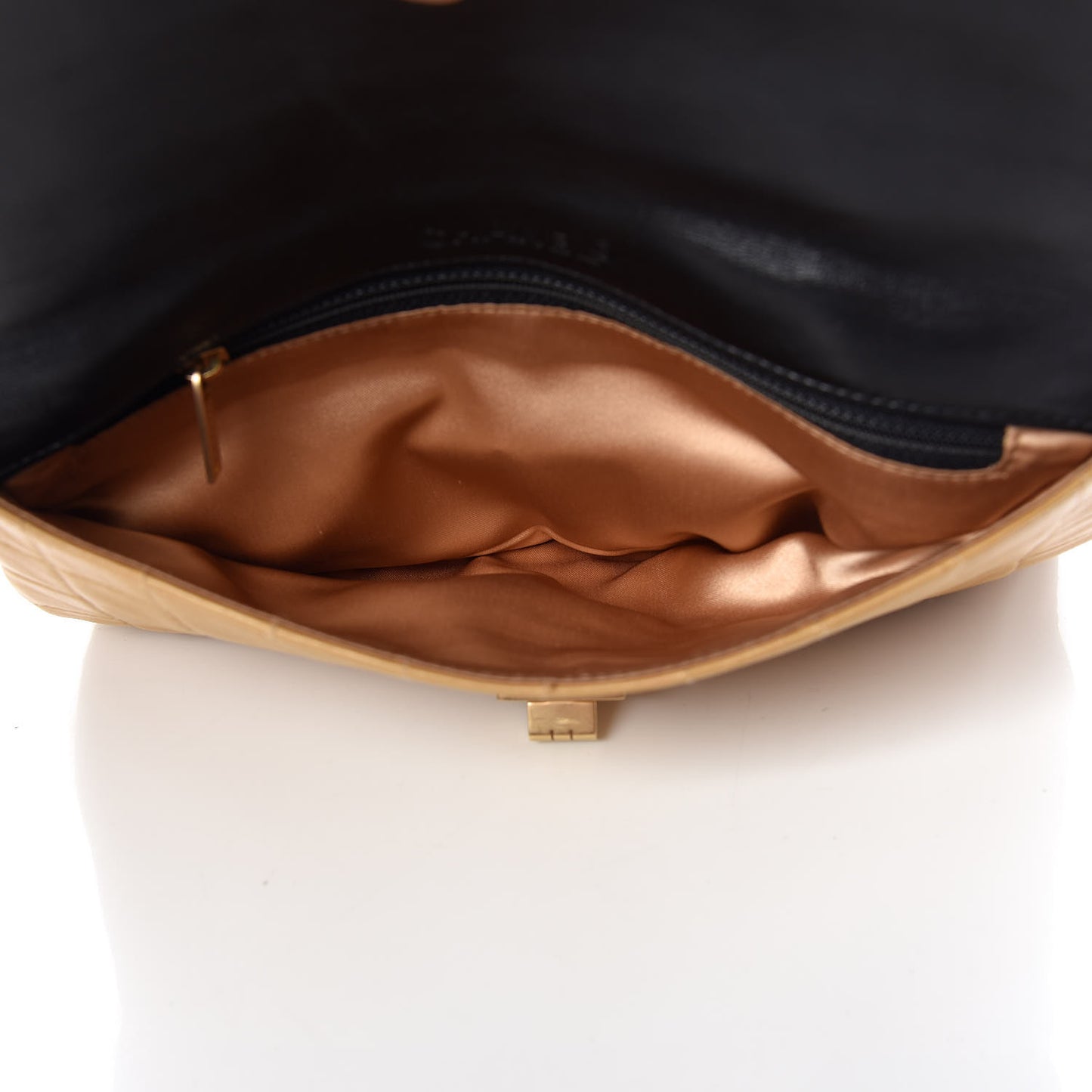 Lambskin Quilted Double Mademoiselle Flap Beige Black