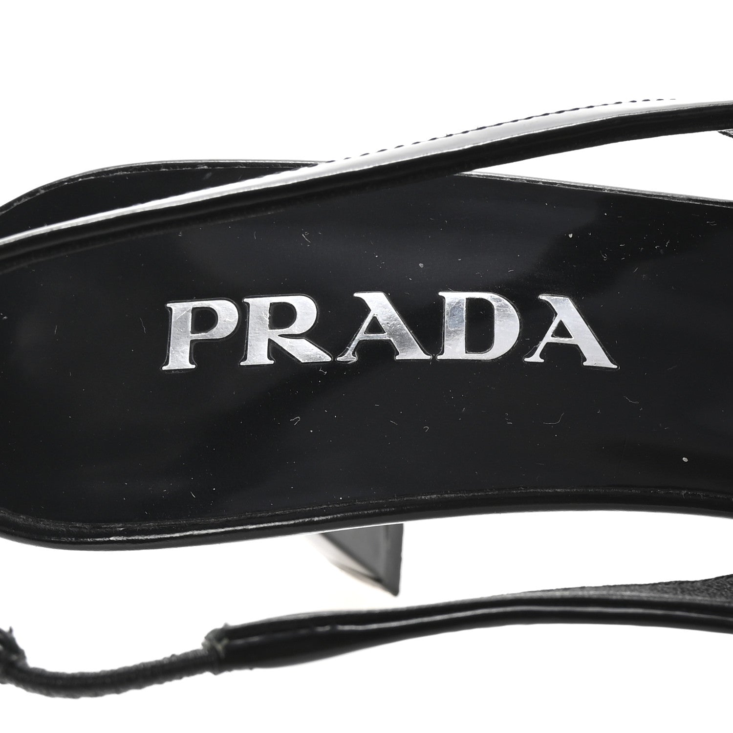 Prada Spazzolato Triangle Logo Pointed Toe 75mm Slingback Pumps 36 Black 8 of 8