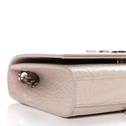 Saint Laurent Calfskin Crocodile Embossed Small Classic Monogram Kate Tassel Satchel Light Pink 10 of 14