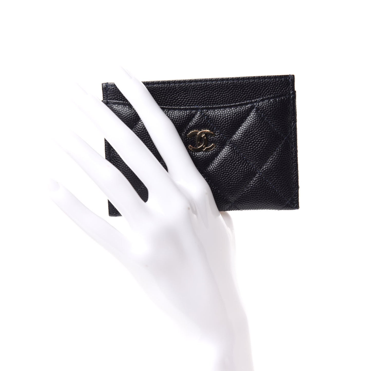 Caviar Quilted Card Holder Navy