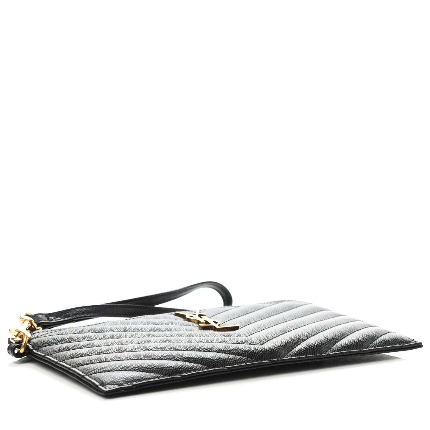 Grain De Poudre Chevron Monogram Large Bill Pouch Black