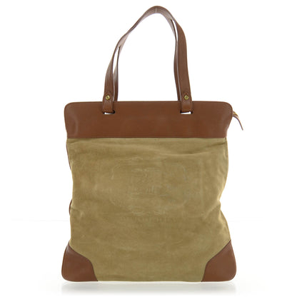 Burberry Suede Crest Embossed Flat Tote 1 of 9