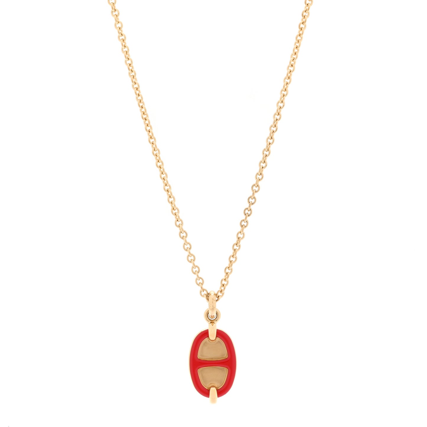 Metal Enamel Mini Maillon Pendant Necklace Rouge Vif